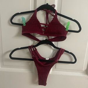 Red maroon 2 piece swimsuit size small